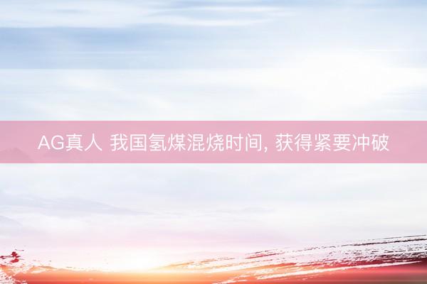 AG真人 我国氢煤混烧时间， 获得紧要冲破