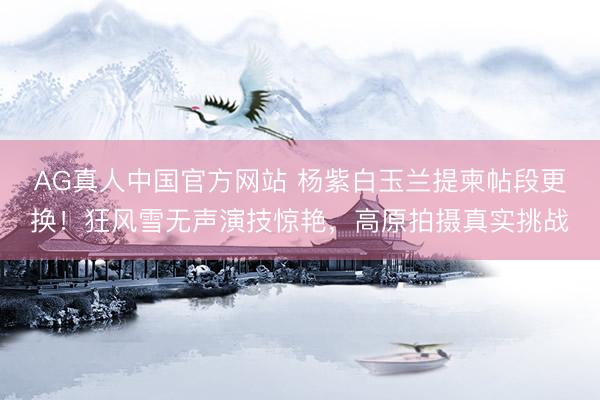AG真人中国官方网站 杨紫白玉兰提柬帖段更换!狂风雪无声演技惊艳,高原拍摄真实挑战