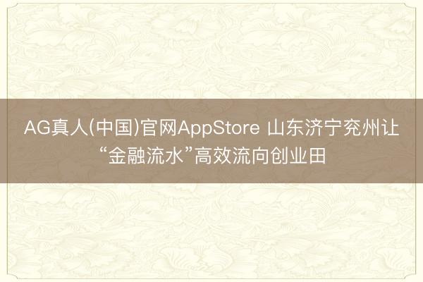 AG真人(中国)官网AppStore 山东济宁兖州让“金融流水”高效流向创业田