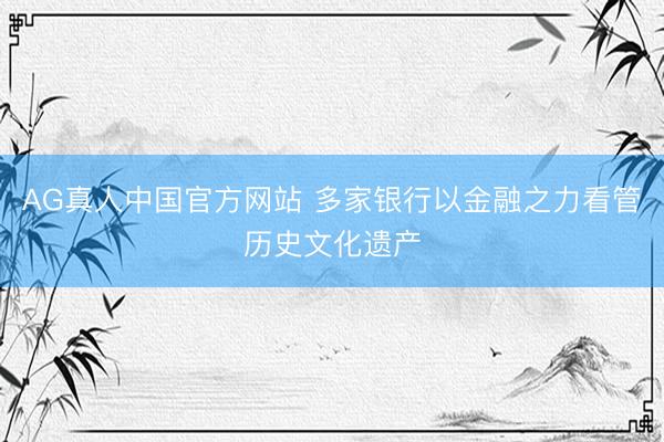 AG真人中国官方网站 多家银行以金融之力看管历史文化遗产