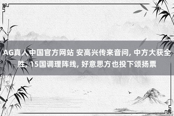 AG真人中国官方网站 安高兴传来音问， 中方大获全胜， 15国调理阵线， 好意思方也投下颂扬票